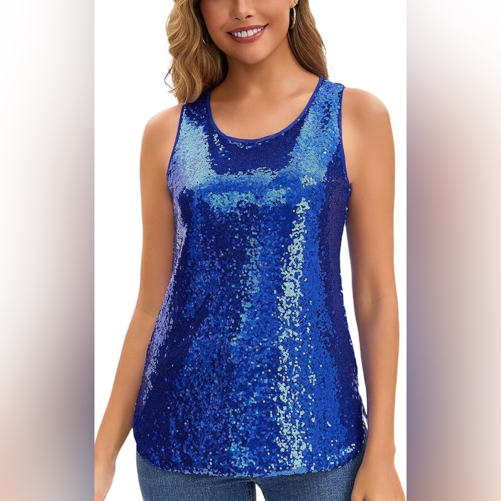 NWT Royal Blue Sequin Sleeveless Top